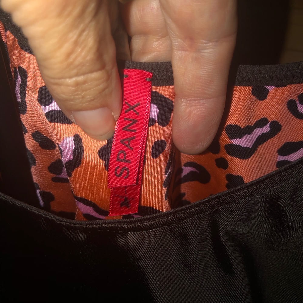 SPANX Dark Brown Tank Top with Leopard Print Lining - Picture 2 of 3